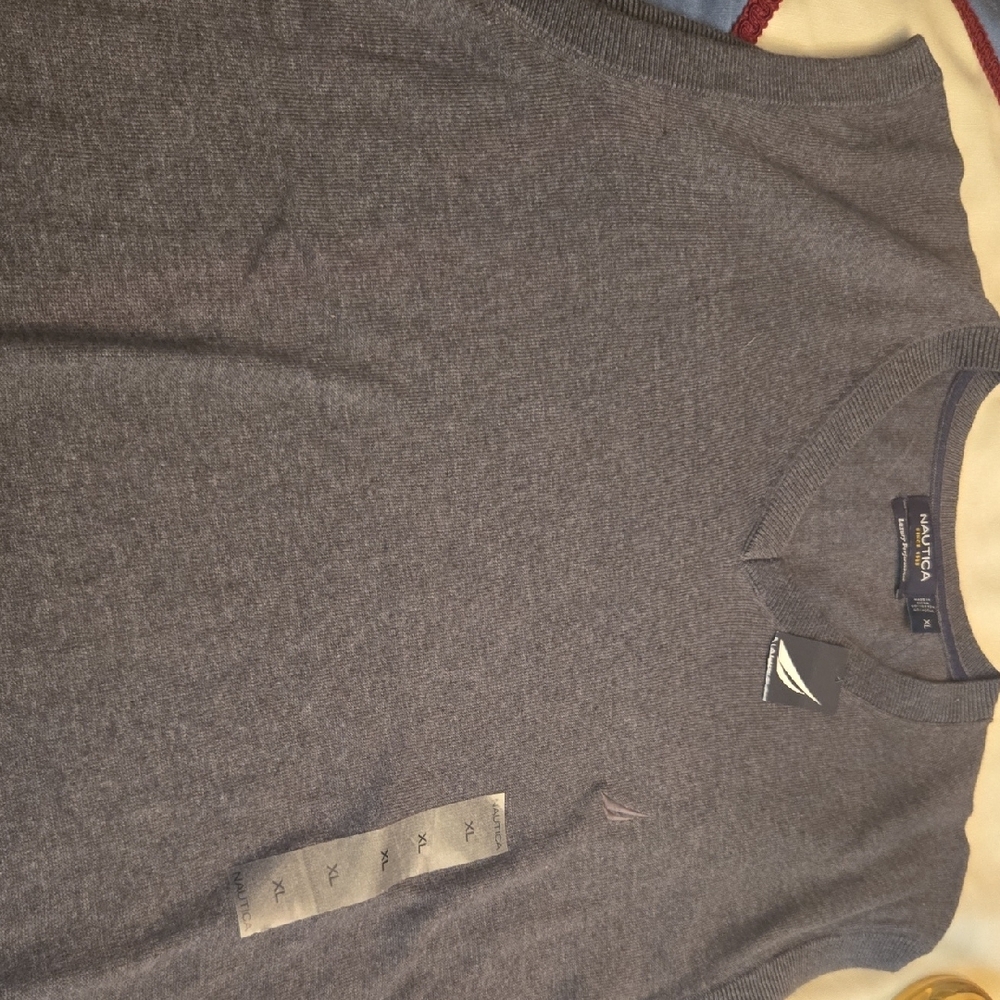 Nautica Gray Crewneck Sweater Soft Knit Classic
